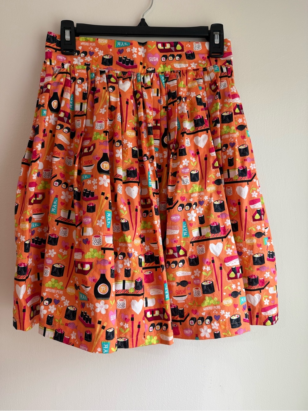 Handmade sushi retro skirt orange  cotton